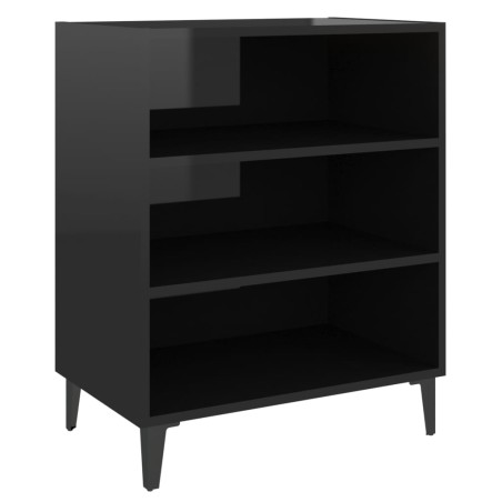 vidaXL Aparador de madera contrachapada negro brillante 57x35x70 cm