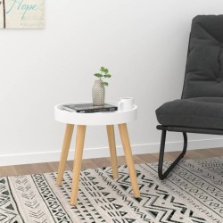 vidaXL Mesa auxiliar madera contrachapada y pino blanco 38x38x40 cm