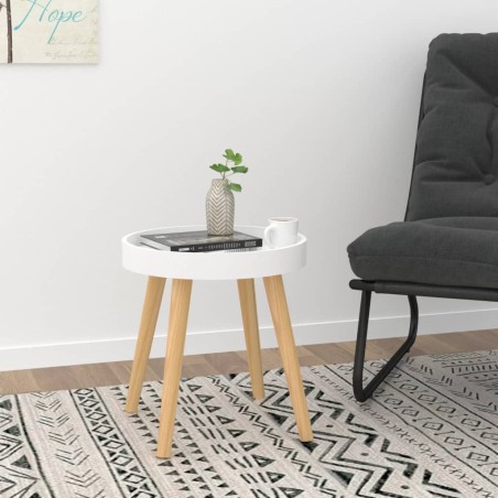 vidaXL Mesa auxiliar madera contrachapada y pino blanco 38x38x40 cm