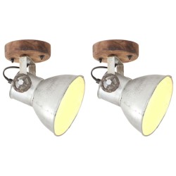 vidaXL Lámparas de pared/techo industrial 2 uds plateada 20x25 cm E27