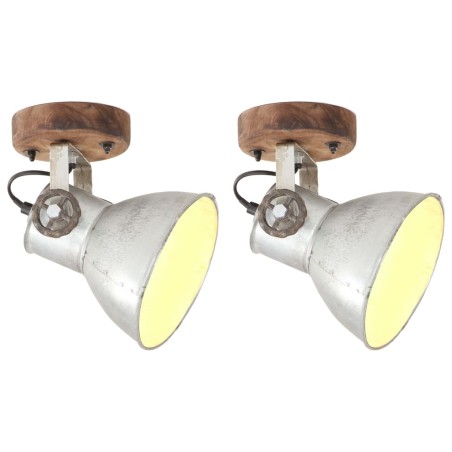 vidaXL Lámparas de pared/techo industrial 2 uds plateada 20x25 cm E27