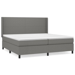 vidaXL Cama box spring con colchón tela gris oscuro 200x200 cm