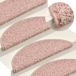 vidaXL Alfombras de peldaños de escalera 15 uds rosa claro 65x21x4 cm