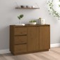 vidaXL Aparador de madera maciza de pino marrón miel 111x34x75 cm vidaXL Aparador de madera maciza de pino marrón miel 111x34x75 cm