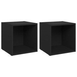 vidaXL Muebles para TV 2 uds madera contrachapada negro 37x35x37 cm