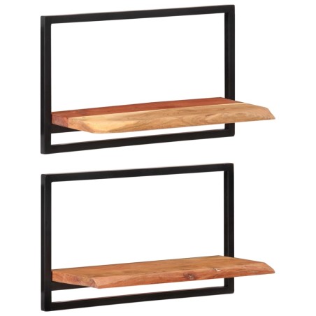 vidaXL Estantes de pared 2 unidades madera maciza acacia 60x25x35 cm 