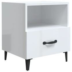 vidaXL Mesita de noche madera contrachapada blanco brillante