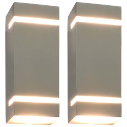 vidaXL Lámparas de pared de exterior 2 uds 35 W plateado semicircular