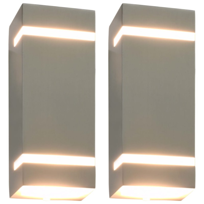 vidaXL Lámparas de pared de exterior 2 uds 35 W plateado semicircular