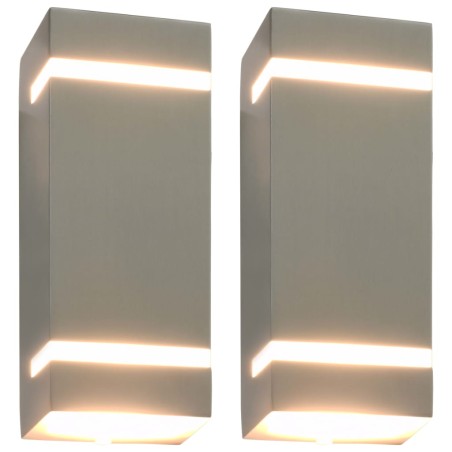 vidaXL Lámparas de pared de exterior 2 uds 35 W plateado semicircular