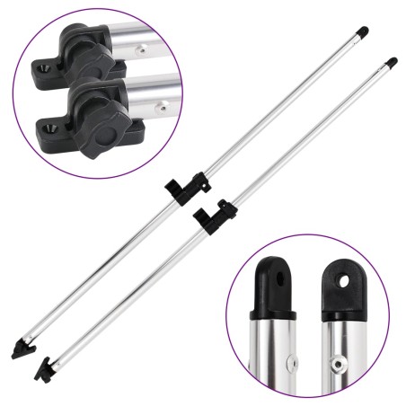 vidaXL Postes de soporte de toldos bimini para barcos 2 uds aluminio
