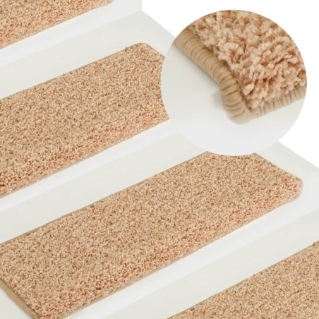 vidaXL Alfombras de peldaños de escalera 15 uds dorado 65x21x4 cm
