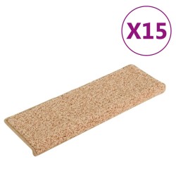 vidaXL Alfombras de peldaños de escalera 15 uds dorado 65x21x4 cm