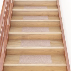 vidaXL Alfombrilla autoadhesiva escalera 15 uds marrón claro 60x25 cm