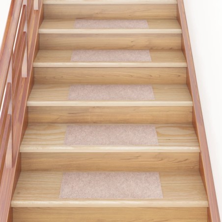 vidaXL Alfombrilla autoadhesiva escalera 15 uds marrón claro 60x25 cm