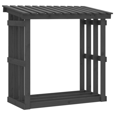vidaXL Leñero de madera maciza de pino gris 108x64,5x109 cm