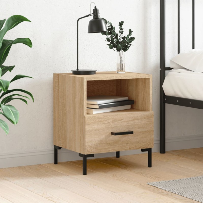 vidaXL Mesita de noche madera de ingeniería roble Sonoma 40x35x47,5 cm vidaXL Mesita de noche madera de ingeniería roble Sonoma 40x35x47,5 cm
