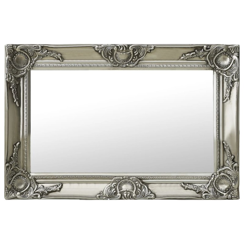 vidaXL Espejo de pared estilo barroco plateado 60x40 cm vidaXL Espejo de pared estilo barroco plateado 60x40 cm