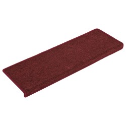 vidaXL Alfombras de peldaños de escalera 15 uds rojo mate 65x21x4 cm