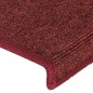 vidaXL Alfombras de peldaños de escalera 15 uds rojo mate 65x21x4 cm