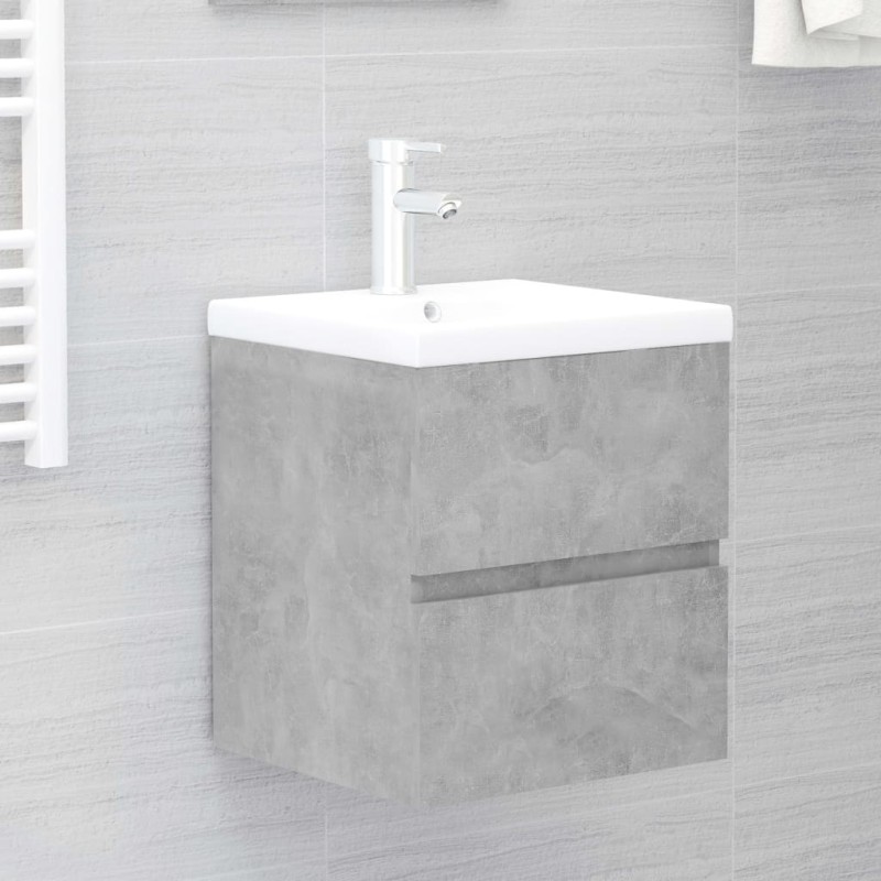 vidaXL Armario para lavabo contrachapada gris hormigón 41x38,5x45 cm vidaXL Armario para lavabo contrachapada gris hormigón 41x38,5x45 cm