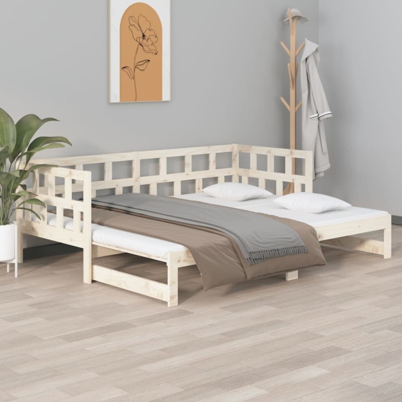 vidaXL Sofá cama extraíble madera maciza de pino 2x(90x190) cm vidaXL Sofá cama extraíble madera maciza de pino 2x(90x190) cm