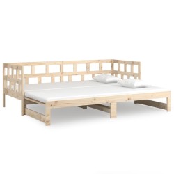 vidaXL Sofá cama extraíble madera maciza de pino 2x(90x190) cm
