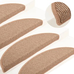 vidaXL Alfombras de peldaños de escalera 15 uds marrón 56x17x3 cm