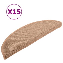 vidaXL Alfombras de peldaños de escalera 15 uds marrón 56x17x3 cm