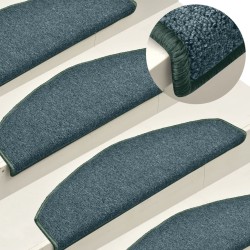 vidaXL Alfombras de peldaños de escalera 15 uds verde oscuro 65x24x4cm