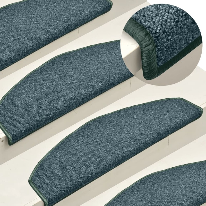 vidaXL Alfombras de peldaños de escalera 15 uds verde oscuro 65x24x4cm vidaXL Alfombras de peldaños de escalera 15 uds verde oscuro 65x24x4cm
