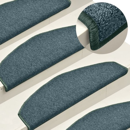 vidaXL Alfombras de peldaños de escalera 15 uds verde oscuro 65x24x4cm