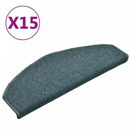 vidaXL Alfombras de peldaños de escalera 15 uds verde oscuro 65x24x4cm