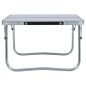 vidaXL Mesa de camping plegable aluminio blanca 60x40 cm