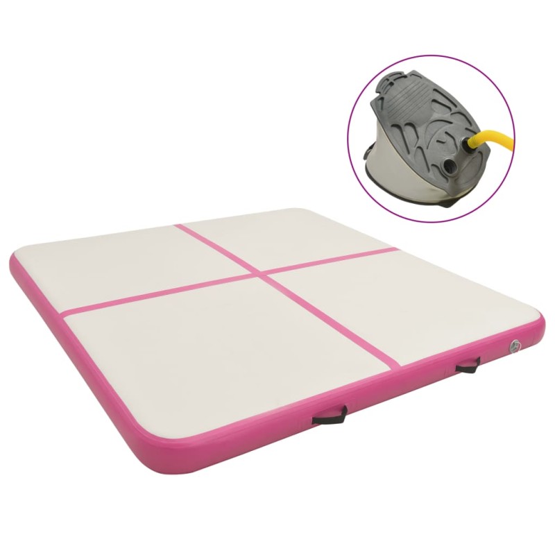 vidaXL Esterilla inflable de gimnasia con bomba PVC rosa 200x200x20 cm vidaXL Esterilla inflable de gimnasia con bomba PVC rosa 200x200x20 cm