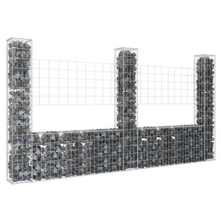 vidaXL Cesta de gaviones forma de U 3 postes de hierro 260x20x150 cm