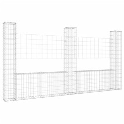 vidaXL Cesta de gaviones forma de U 3 postes de hierro 260x20x150 cm