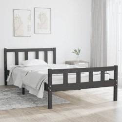 vidaXL Estructura de cama madera maciza gris 90x200 cm