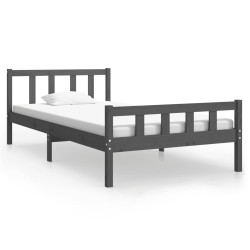 vidaXL Estructura de cama madera maciza gris 90x200 cm