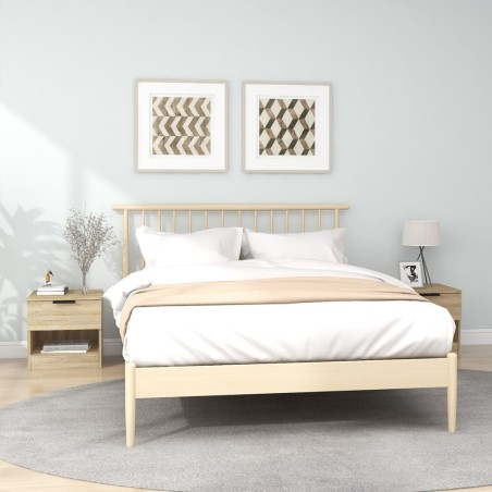 vidaXL Mesita de noche 2 uds madera contrachapada color roble Sonoma