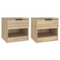 vidaXL Mesita de noche 2 uds madera contrachapada color roble Sonoma vidaXL Mesita de noche 2 uds madera contrachapada color roble Sonoma