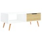 vidaXL Mesa de centro madera ingeniería blanco y Sonoma 100x49,5x43 cm vidaXL Mesa de centro madera ingeniería blanco y Sonoma 100x49,5x43 cm