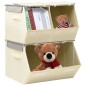 vidaXL Juego de cajas de almacenaje apilables 3 uds tela gris y crema vidaXL Juego de cajas de almacenaje apilables 3 uds tela gris y crema