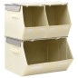 vidaXL Juego de cajas de almacenaje apilables 3 uds tela gris y crema vidaXL Juego de cajas de almacenaje apilables 3 uds tela gris y crema