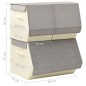 vidaXL Juego de cajas de almacenaje apilables 3 uds tela gris y crema vidaXL Juego de cajas de almacenaje apilables 3 uds tela gris y crema