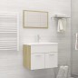 vidaXL Set de muebles baño 2 pzas madera contrachapada blanco y roble vidaXL Set de muebles baño 2 pzas madera contrachapada blanco y roble
