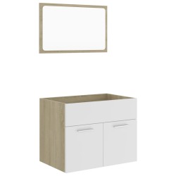 vidaXL Set de muebles baño 2 pzas madera contrachapada blanco y roble