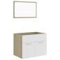 vidaXL Set de muebles baño 2 pzas madera contrachapada blanco y roble vidaXL Set de muebles baño 2 pzas madera contrachapada blanco y roble