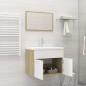 vidaXL Set de muebles baño 2 pzas madera contrachapada blanco y roble vidaXL Set de muebles baño 2 pzas madera contrachapada blanco y roble
