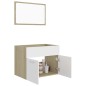 vidaXL Set de muebles baño 2 pzas madera contrachapada blanco y roble vidaXL Set de muebles baño 2 pzas madera contrachapada blanco y roble